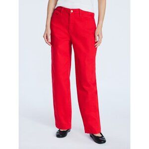 NEW Free Assembly Women's Midrise Cropped Barrel Jeans Red Rover